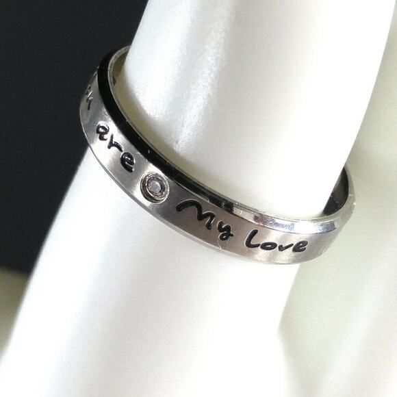"You are my Love" CZ Stainless Steel Ring Wedding Anniversary Promise US Size 8 - Picture 2 of 11